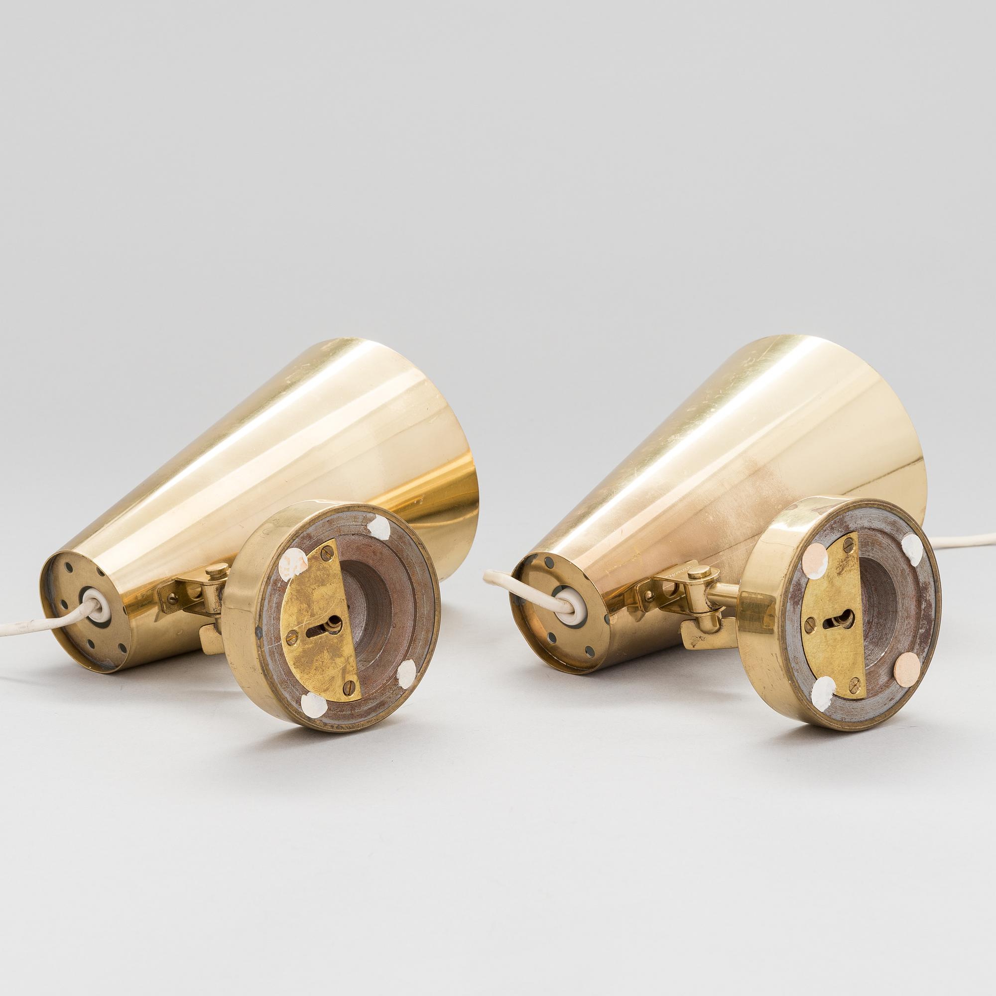 PAAVO TYNELL, a pair of mid-20th century 'A 4' wall lights for Idman.