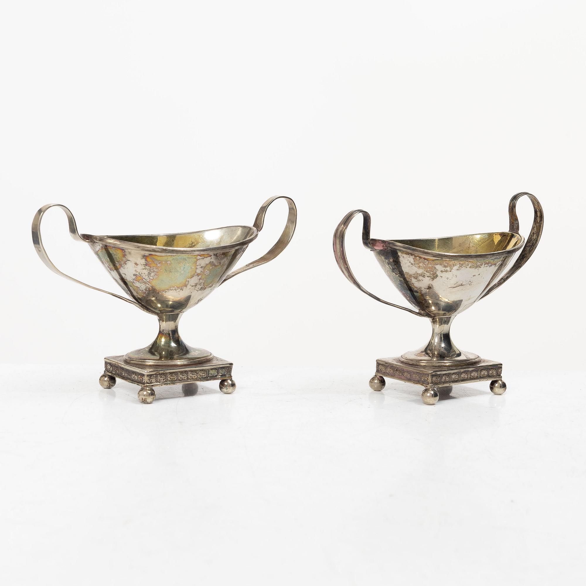 A pair of Swedish Empire silver salt cellars, mark of Nils Tornberg, Linköping 1814.