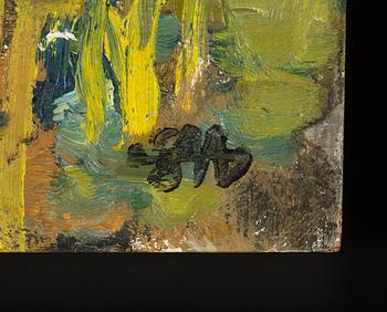 Staffan Hallström, olja på pannå, stämpelsignerad.