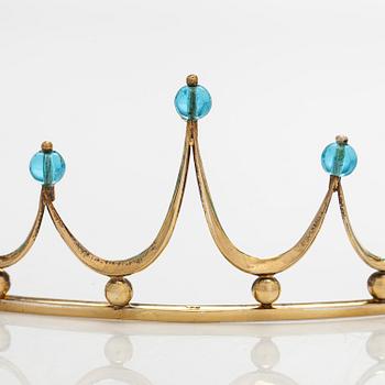 A gilded sterling silver tiara with topazes.