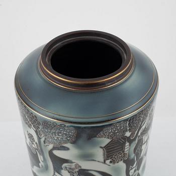 Gunnar Nylund, urna med lock, "Flambé", Rörstrand.
