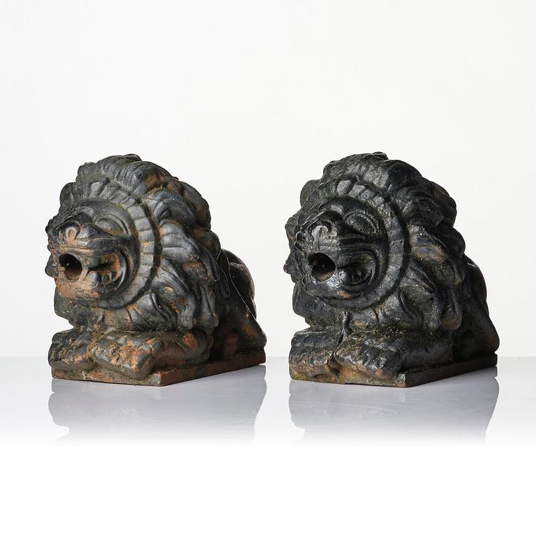 Anna Petrus, a pair of cast iron water spouts, Näfveqvarns bruk, Swedish Grace.
