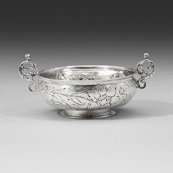 388. A Swedish 17th century silver brandy-bowl, unmarked.