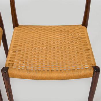 Niels Otto Møller, tuoleja, 6 kpl,  "77", J.L. Møllers Møbelfabrik, Tanska 1900-luvun puoliväli.