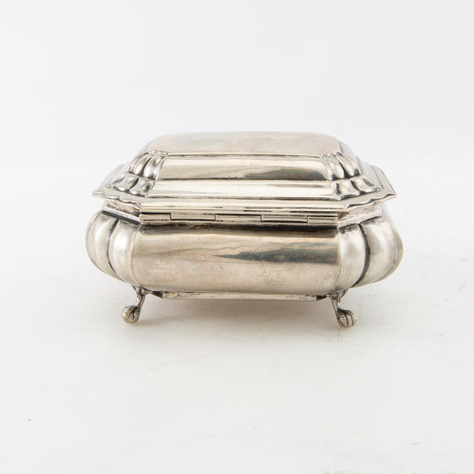 Sugar box Baroque style silver 19th century Central Europe.