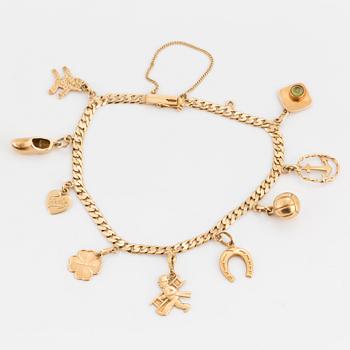 A gold charm-bracelet.