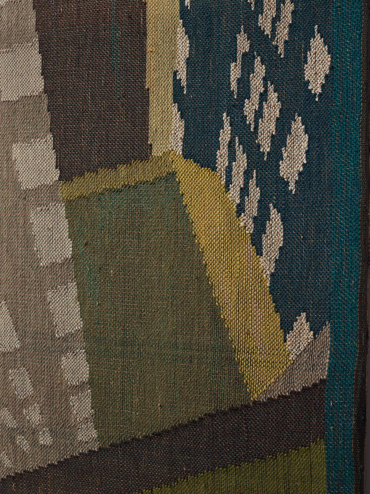 Lillian Holm, vävd tapet, slätväv, ca 180,5 x 82 cm, signerad LH. Med ram ca 182x79 cm.