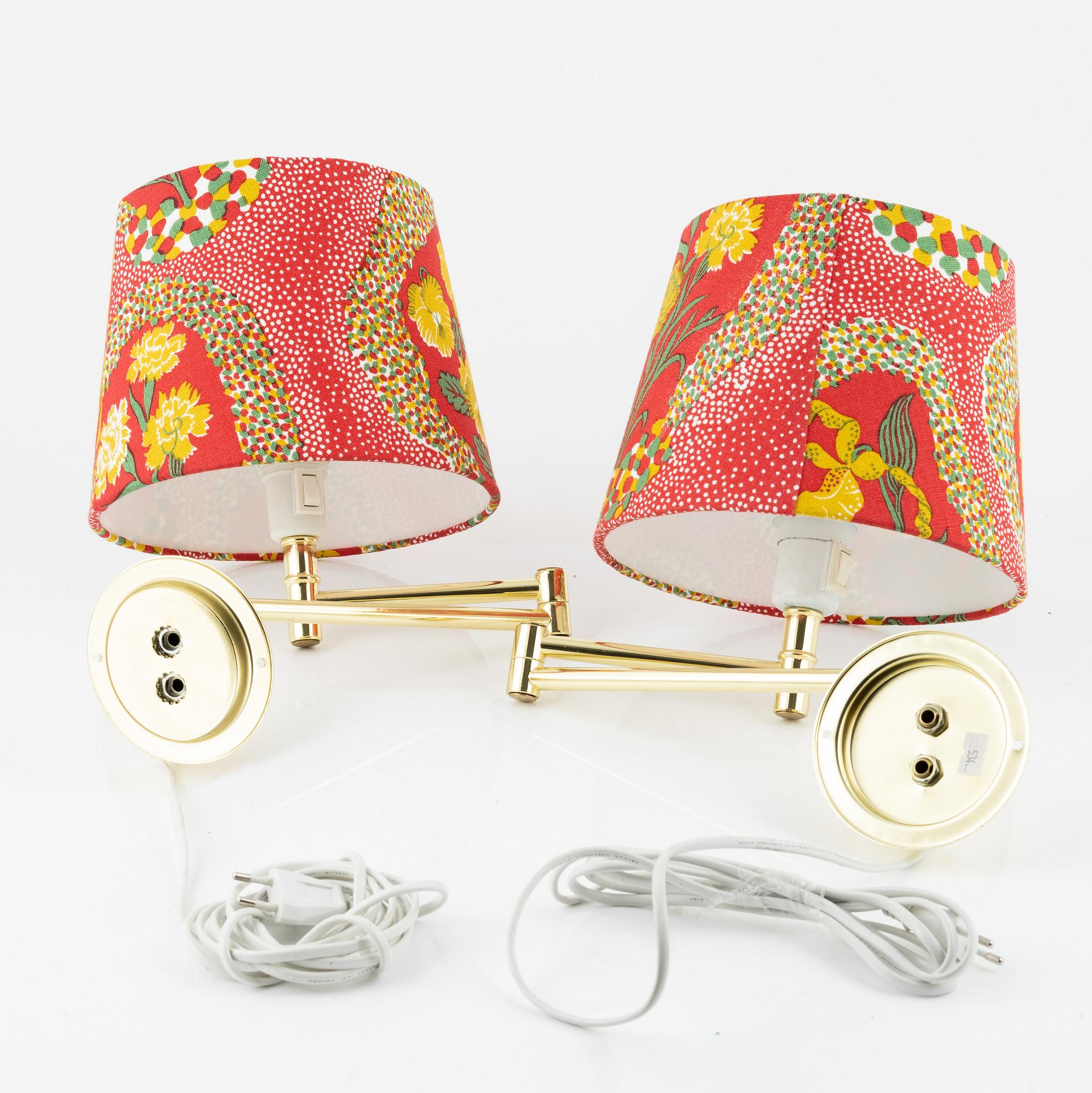 A pair of wall lights, late 20th Century.