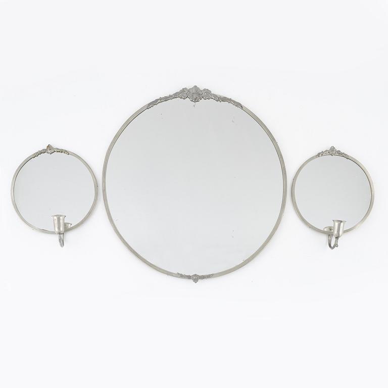 A mirror and a pair of sconces, first part of the 20th Century.