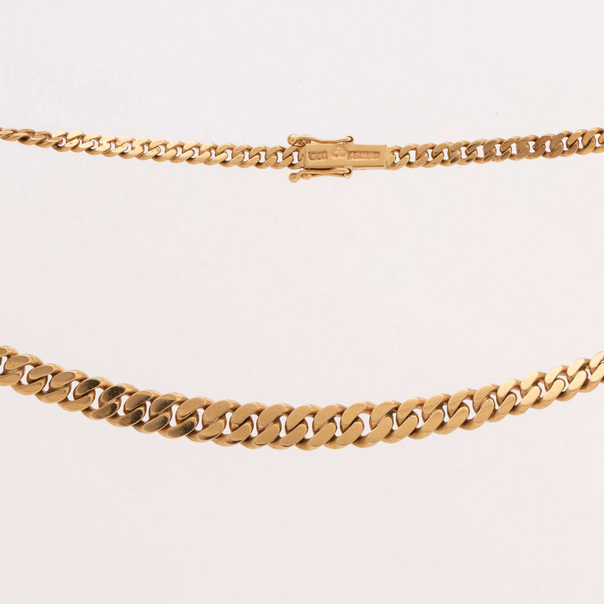 COLLIER 18K guld, manglad pansarlänk, 27,0 g, ca 44 cm, G Dahlgren & Co Malmö.