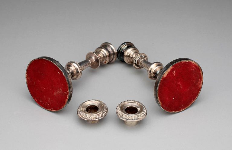 LJUSSTAKAR, ett par, silver, senempire, C.W.Troselius, Stockholm 1840.