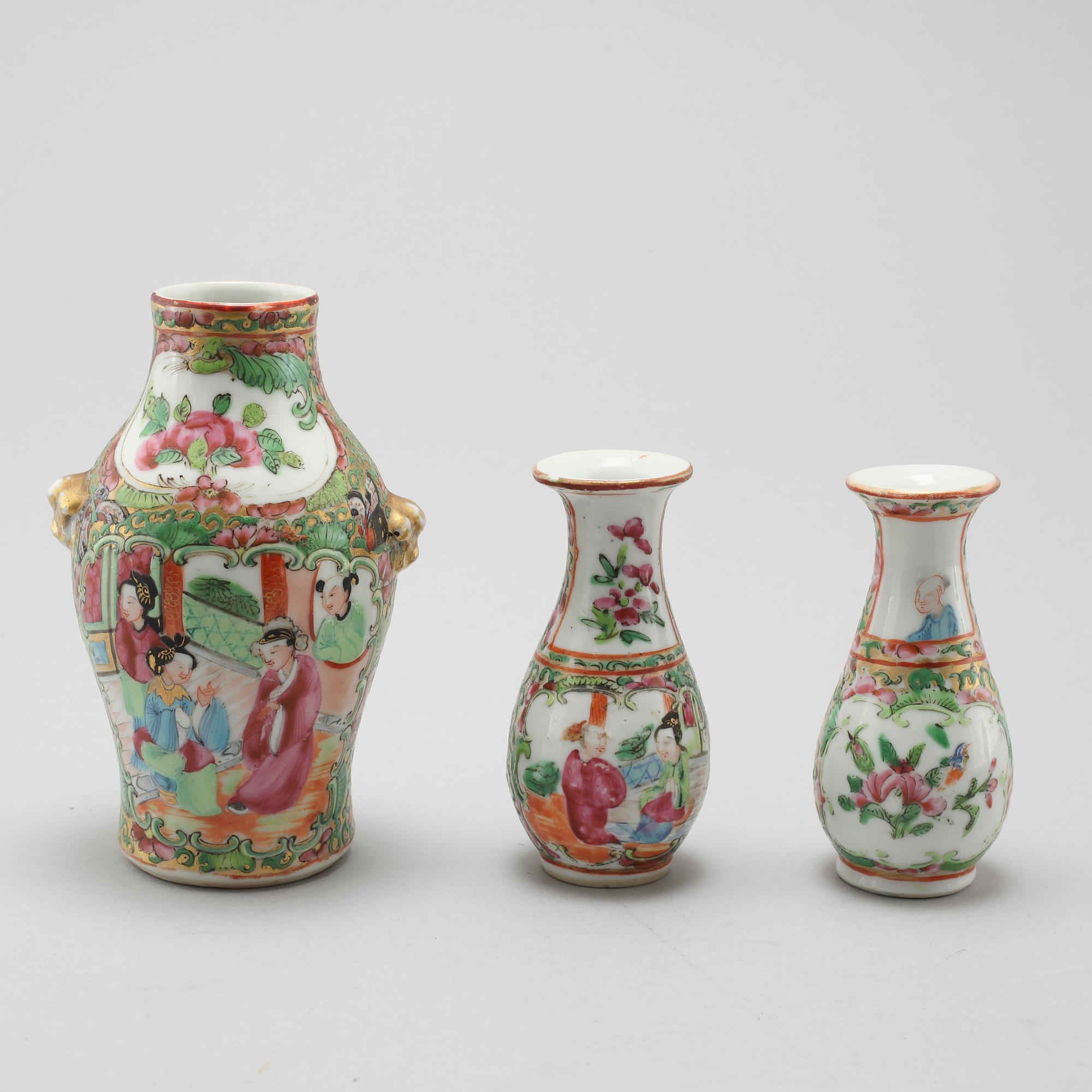 Five pieces of Kanton porcelian from late 19th century.