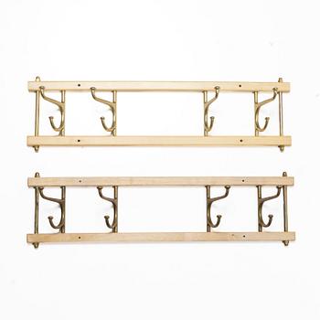 Coat hooks, a pair, “Dekorativ”, Skoglunds metallgjuteri, Anderstorp, 1950s/60s.