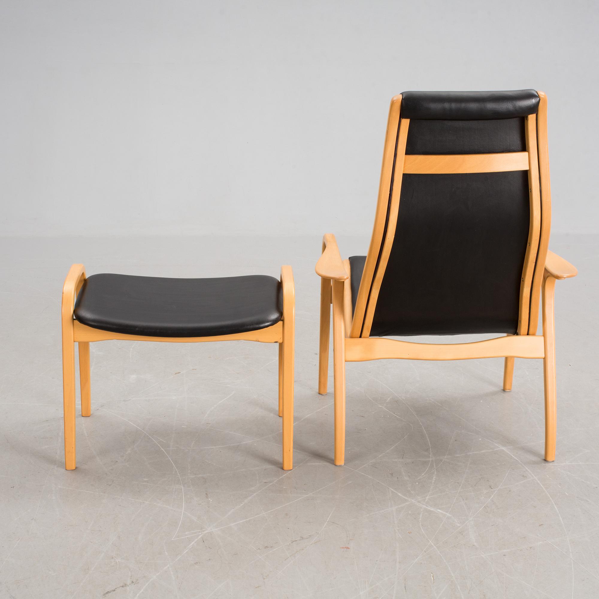 FÅTÖLJ med FOTPALL, "Lamino", Yngve Ekström, Swedese.