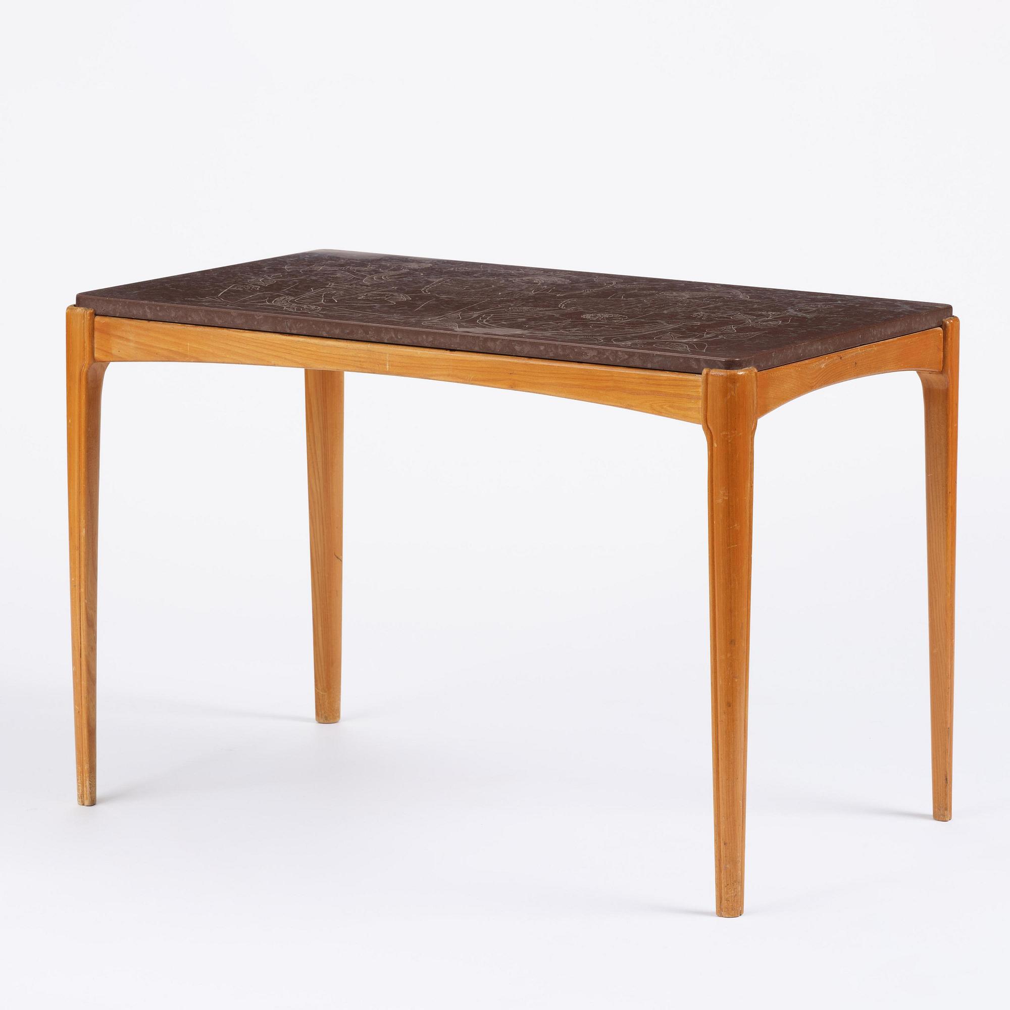Ulla Fogelklou-Skogh, a Swedish Modern table with a limestone top, 1940s.