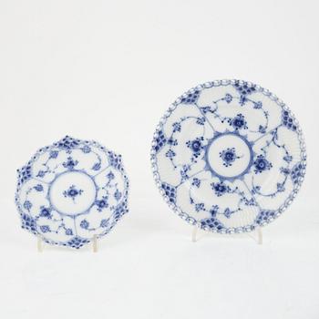 Mocha coffee service, 30 pieces, porcelain, "Musselmalet", full lace and half lace, Royal Copenhagen, Denmark.