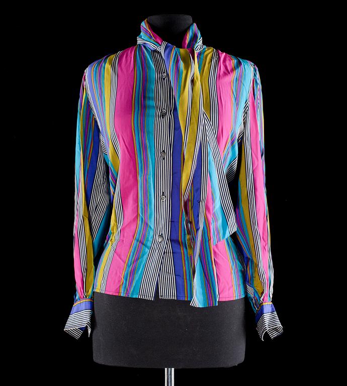 A silk blouse by Yves Saint Laurent.