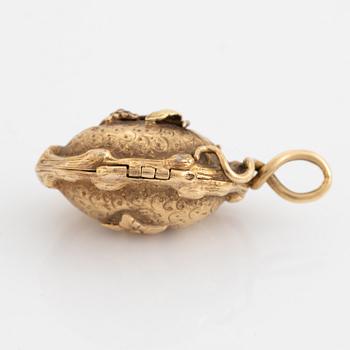 Cabochon cut ruby and rose cut diamond pendant.