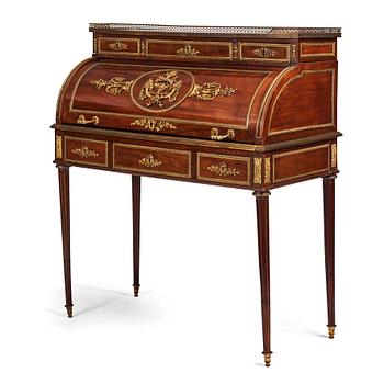 16. A Louis XVI gilt-bronze mounted mahogany cylinder desk by F. Schey, (master in Paris 1777).