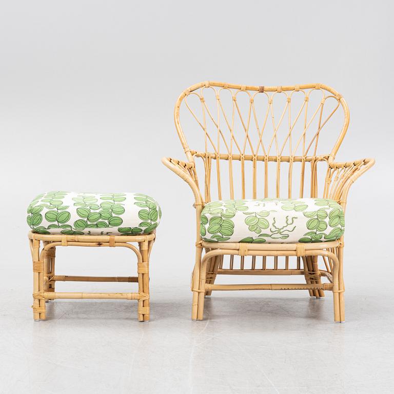 Josef Frank, Fåtölj med fotpall, Firma Svenskt Tenn, modell 311.
