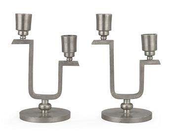 475. A pair of Svenskt Tenn pewter candlesticks, Stockholm 1932.