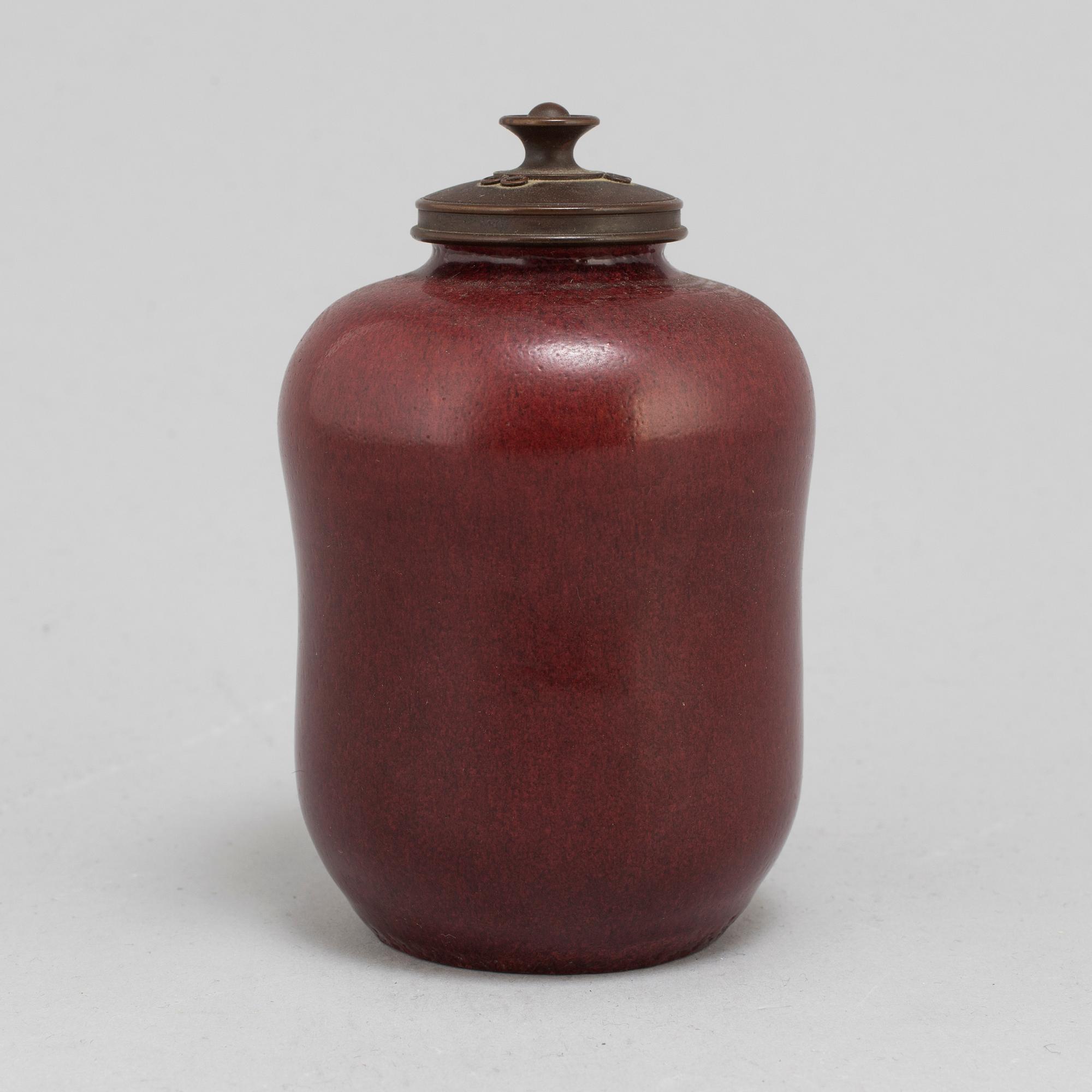 A Patrick Nordström stoneware vase with bronze cover, for Royal Copenhagen.