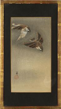 Ohara Koson, "Sparrows in snow".