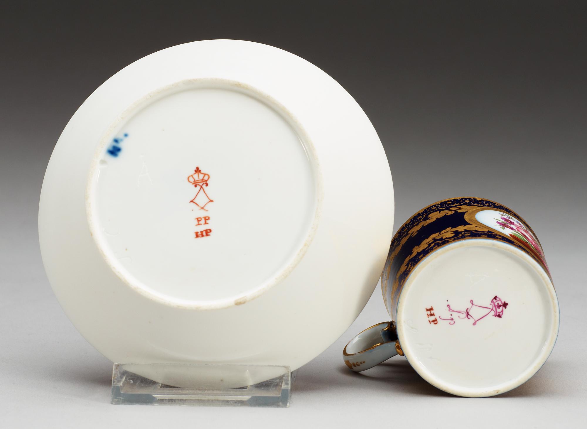 A "Sévres" cup and saucer, 19th Century.