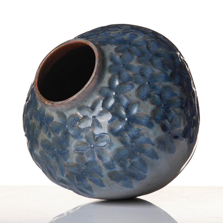 Hilma Persson-Hjelm, a glazed earthenware art nouveau vase, executed in her own studio, Arvika 1916. No 3807.