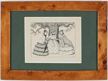 Elsa Beskow · ELSA BESKOW, tuschteckning, monogramsignerad.