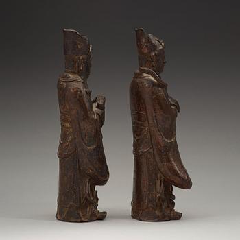 Two bronze figures of guradians, Ming dynasty (1368-1644).
