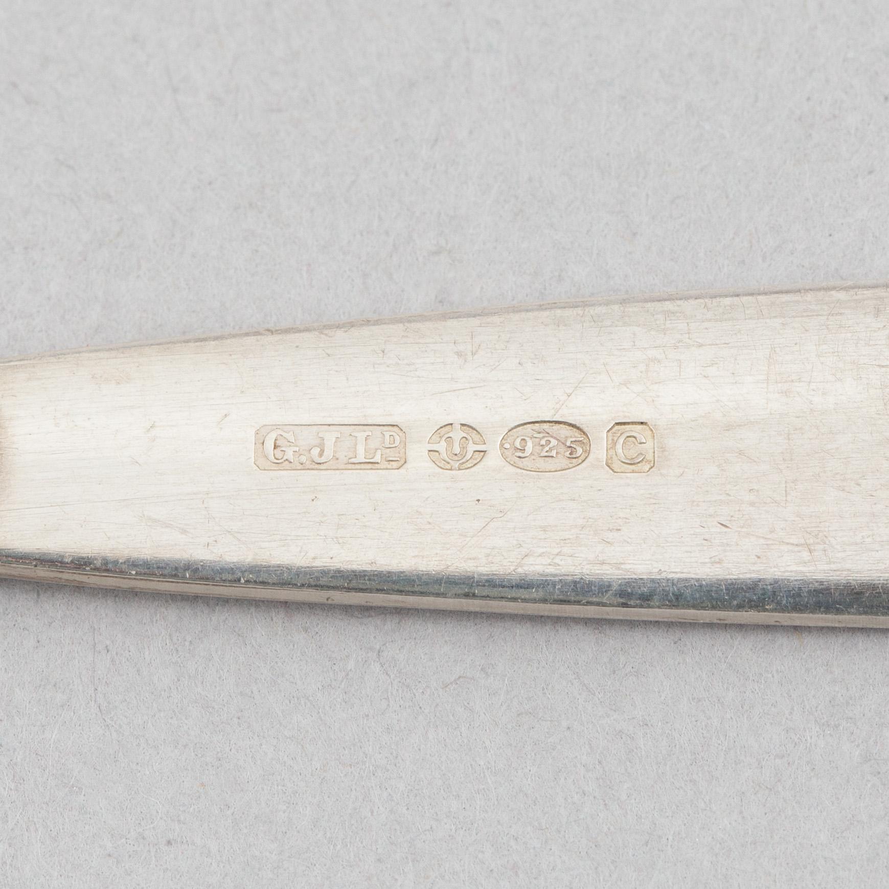 Gundorph Albertus, twelve sterling silver mocha-/coffee spoons in case,"Cactus", Georg Jensen 1933-44.