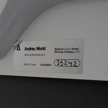An aluminum and glass dining table from Andreu World, 21st Century.