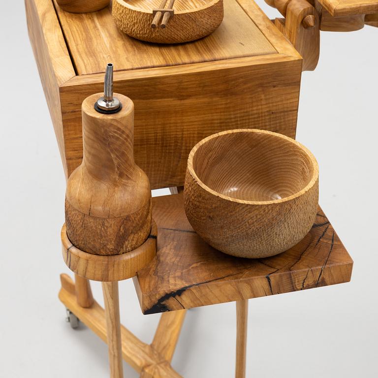 Magnus Ek, a ash wood serving trolley 'Bill', Oaxen Krog, 2018.