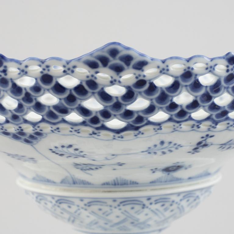 A 'Blue Fluted Full Lace' porcelain centerpiece bowl, Royal Copenhagen, model 1011,.