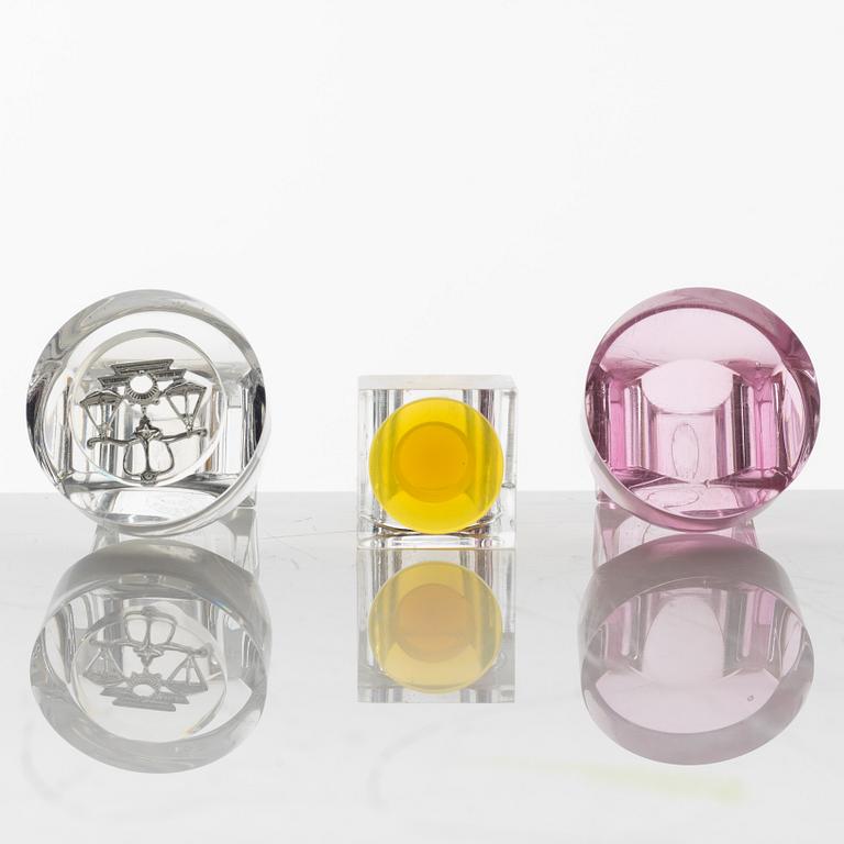 Siv Lagerström, three acrylic plastic rings, 1970s.