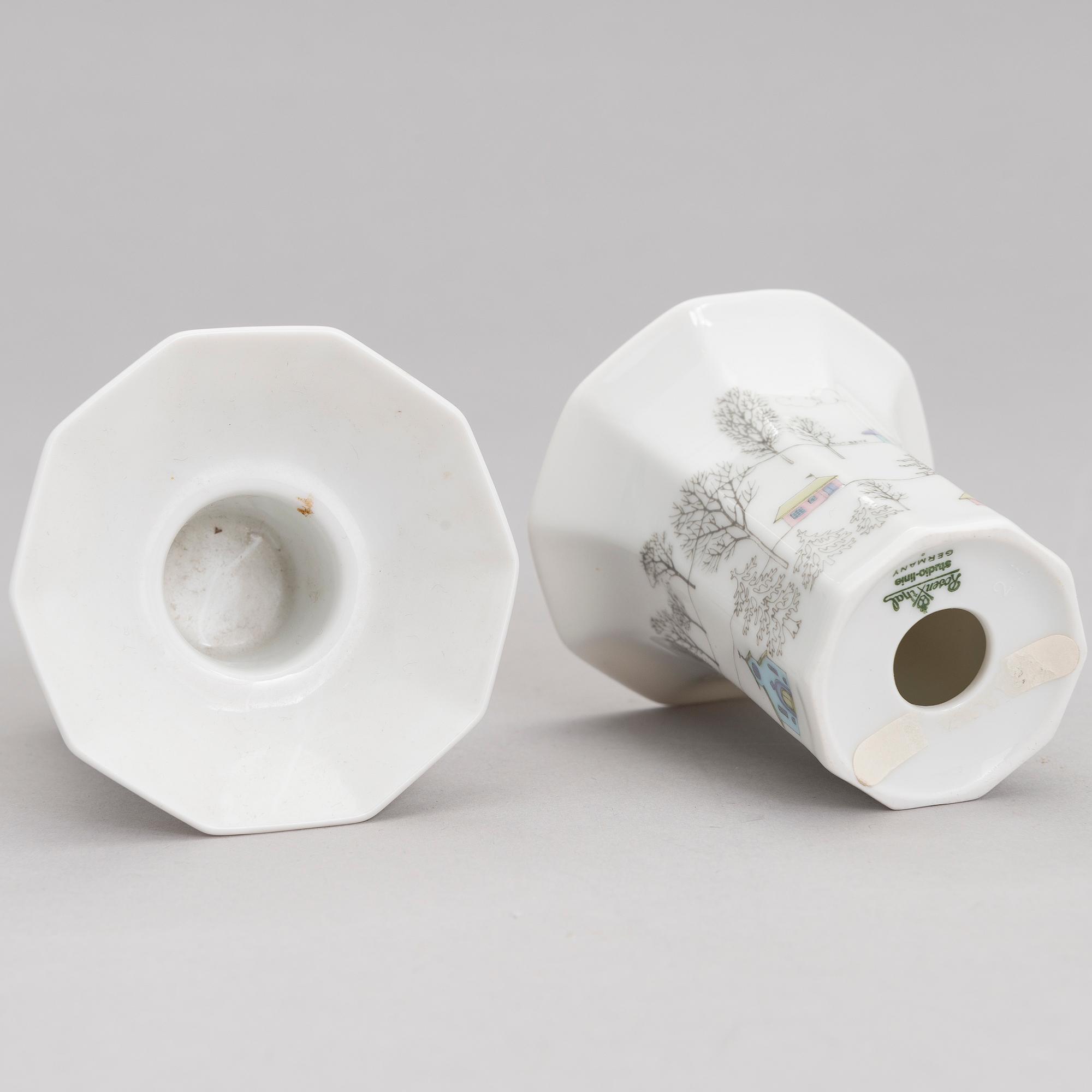 TAPIO WIRKKALA ja RUT BRYK. Posliiniesineitä. 7 osaa. "Winterreise" & "Polygon". Rosenthal. 1900-luvun loppu.