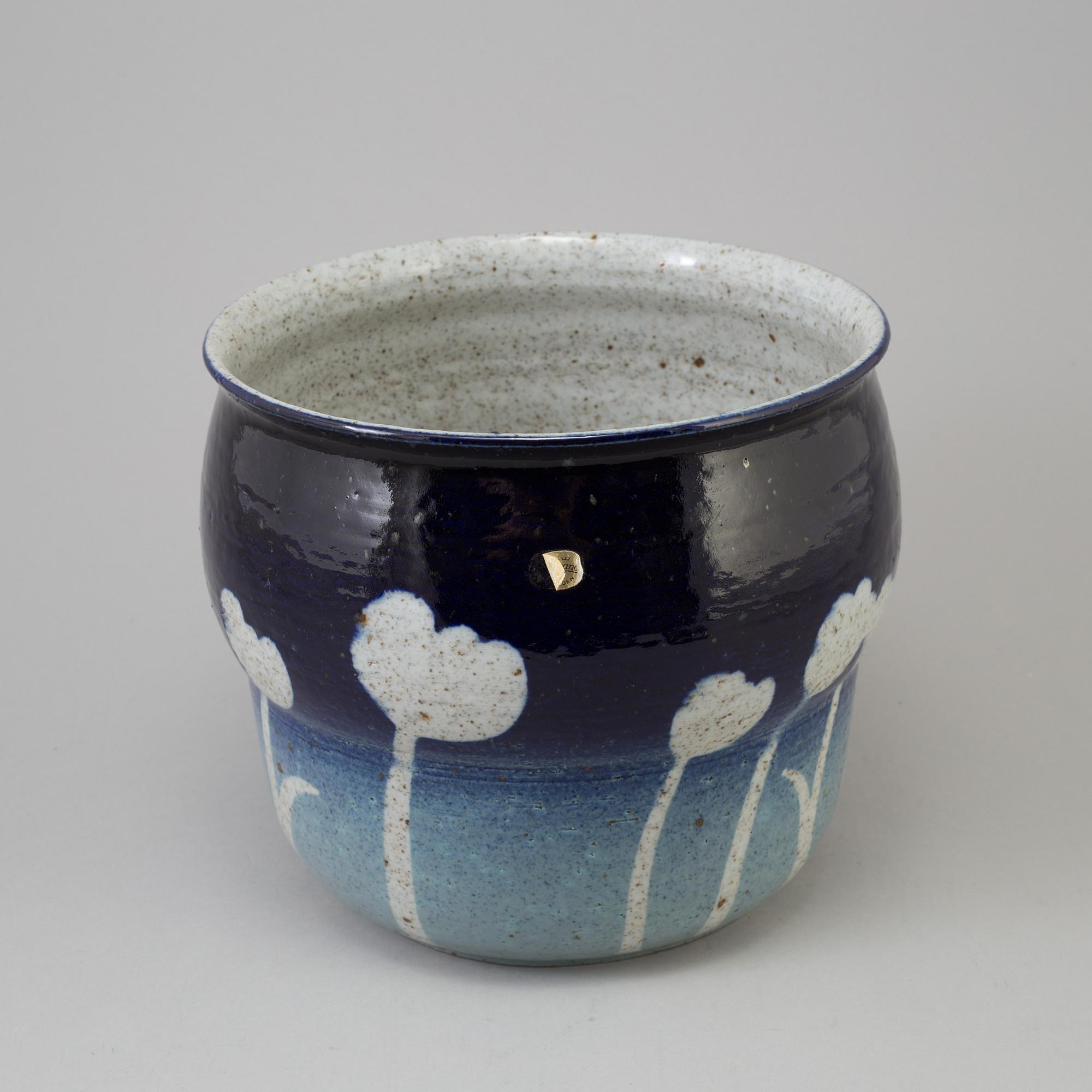 JACKIE LYND, a glazed stoneware flower planter, Rörstrand, Sweden.