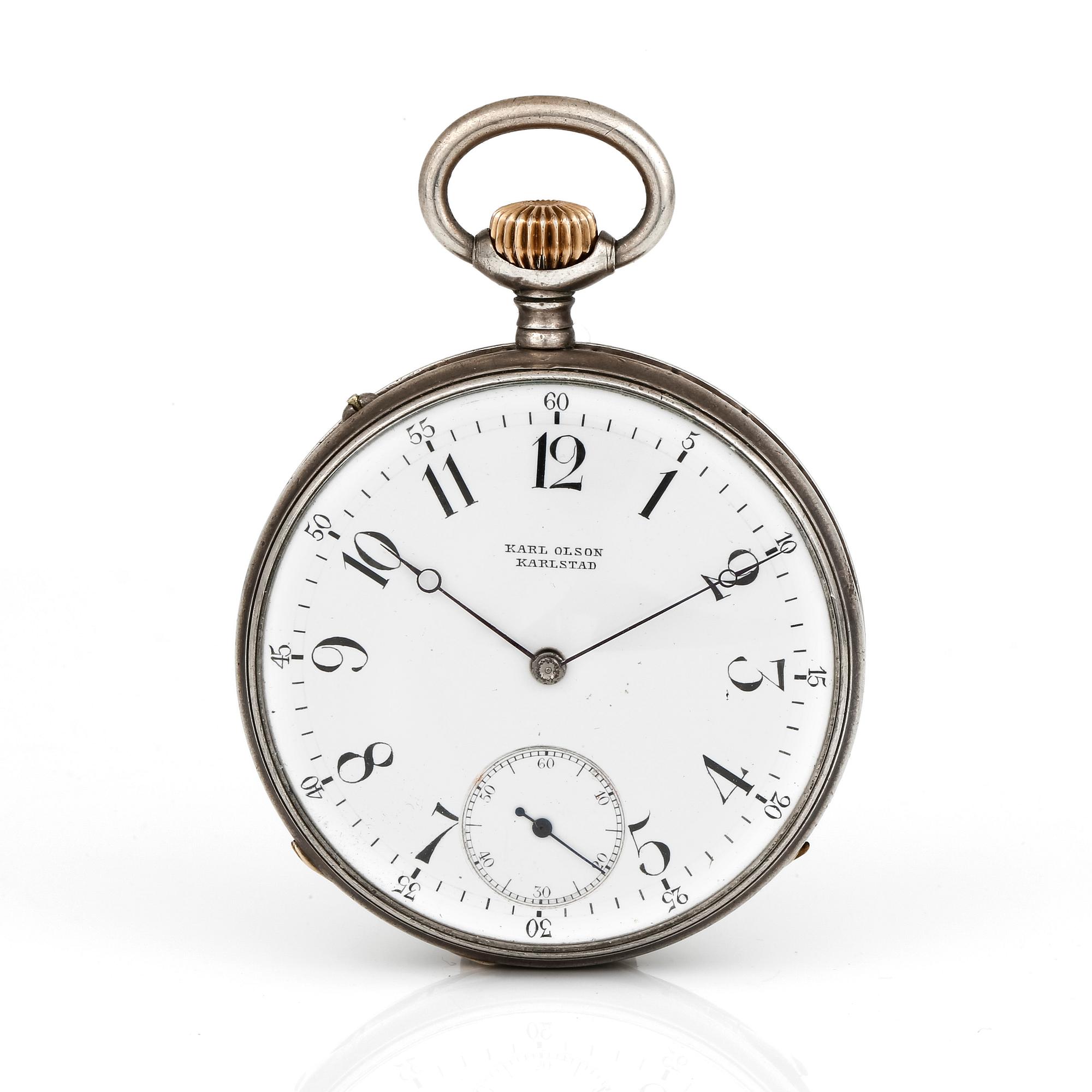 FICKUR, silver, Karl Olson, Karlstad, 1905. Tot vikt ca 89 gram.