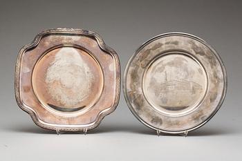 TALLRIKAR, 2 st, silver. G.A.B och C.G.H 1951-57. Ca 800gr.