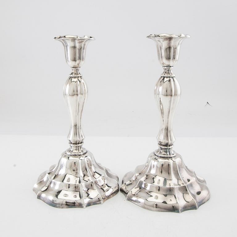 Claes Andrén candlesticks a pair silver Gothenburg 1930 and Swedish import marks.