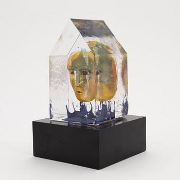 Bertil vallien, a glass block sculpture, Kosta Boda, Sweden, signed and numbered 7/1000.