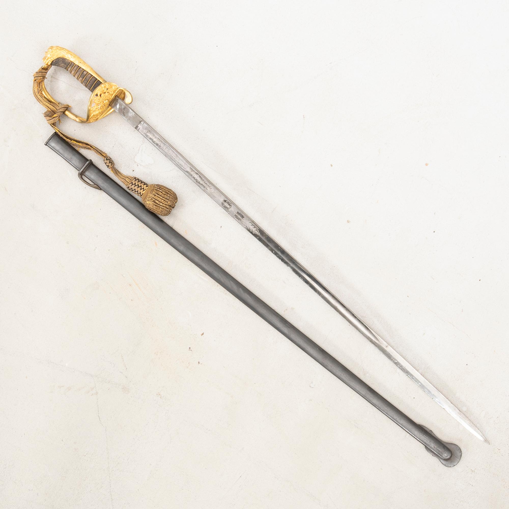 Sabel svensk, för infanteriofficer, 1800-talets slut, med balja.
