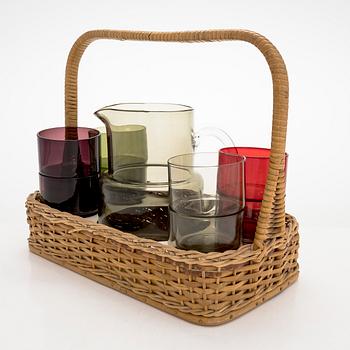 Saara Hopea, a 9-piece juice set, Nuutajärvi, Notsjö. Model designed in 1954.