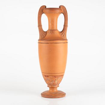 An amphora, terracotta  by Lauritz Hjorth, Bornholm, probably 1860s.
