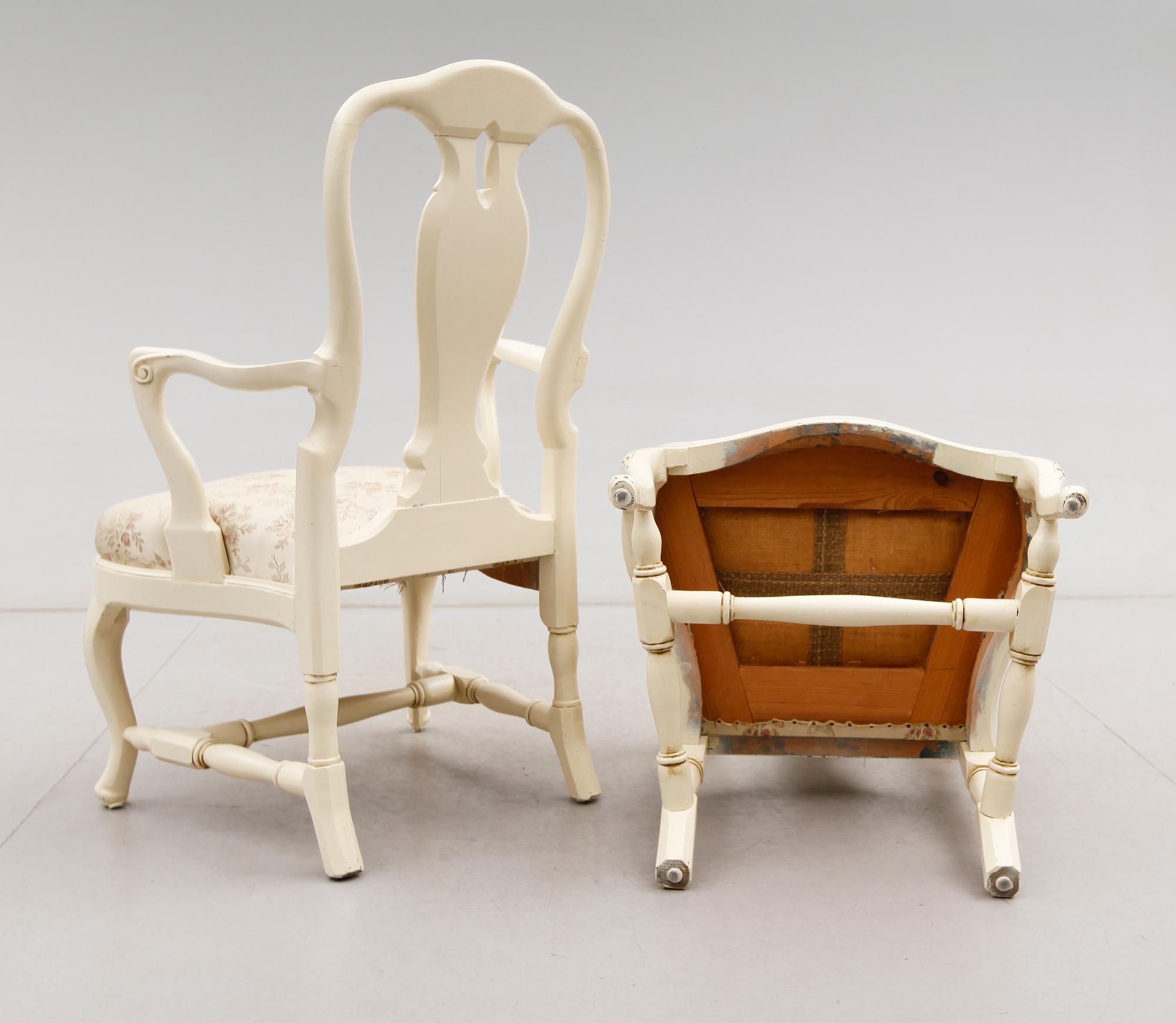 KARMSTOLAR, 1 par, rokokostil, 1900-talets första hälft.