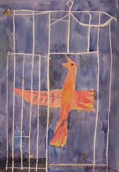 669. Randi Fisher, Bird in a cage.