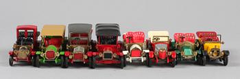 LEKSAKSBILAR, 8 st, "Models of Yesteryear", Lesney, Matchbox, England, 1960-tal.