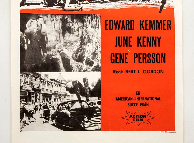 A 1958 Swedish film poster 'The Spider'.