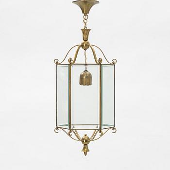 Brass and glass table lamp, 1900's.